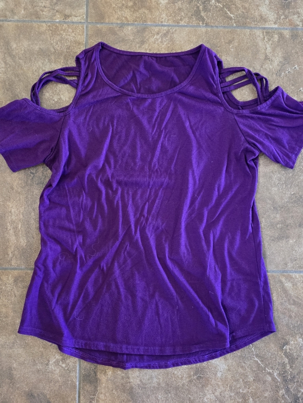 Purple Cross Shoulder Strapped Short Sleeve